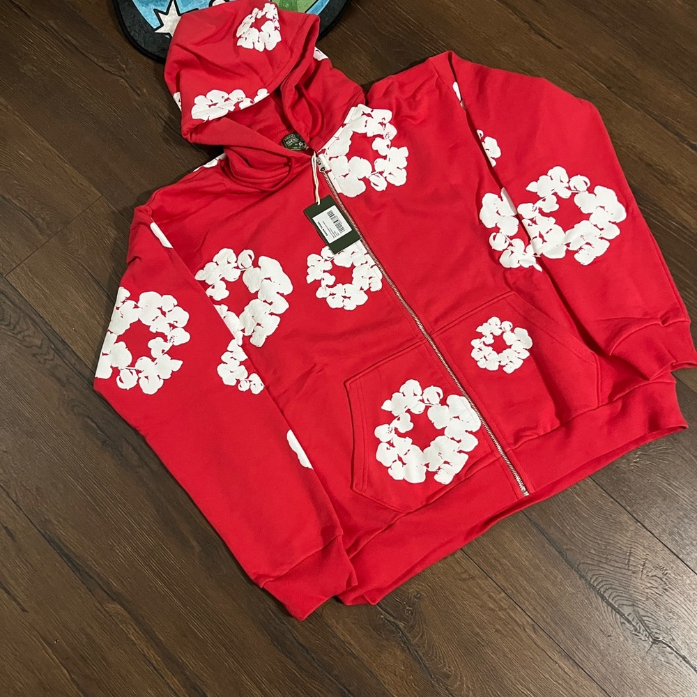 Denim Tear Red Zip Up Hoodie
